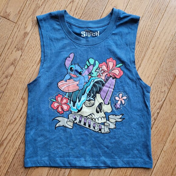 Stitch Disney Kids Tank Top Rhinestones and Skull Small 6/7 - Picture 1 of 7
